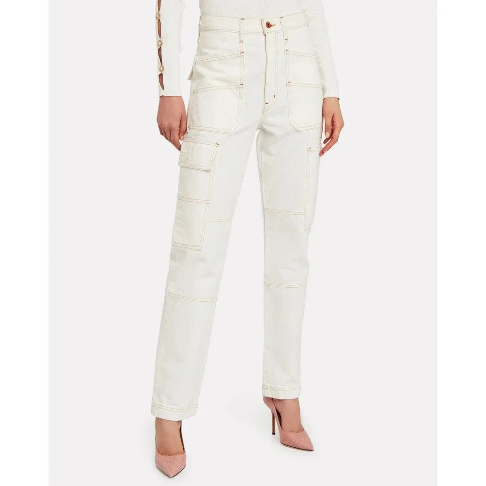 SLVRLAKE Savior High-Rise Cargo Jeans Natural White Size 26